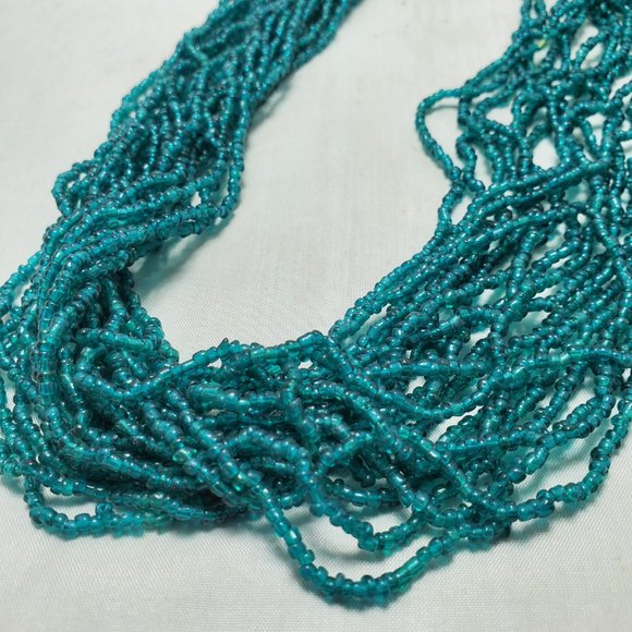 Signature green seed bead multi strand necklace 20 strand - Picture 7 of 8